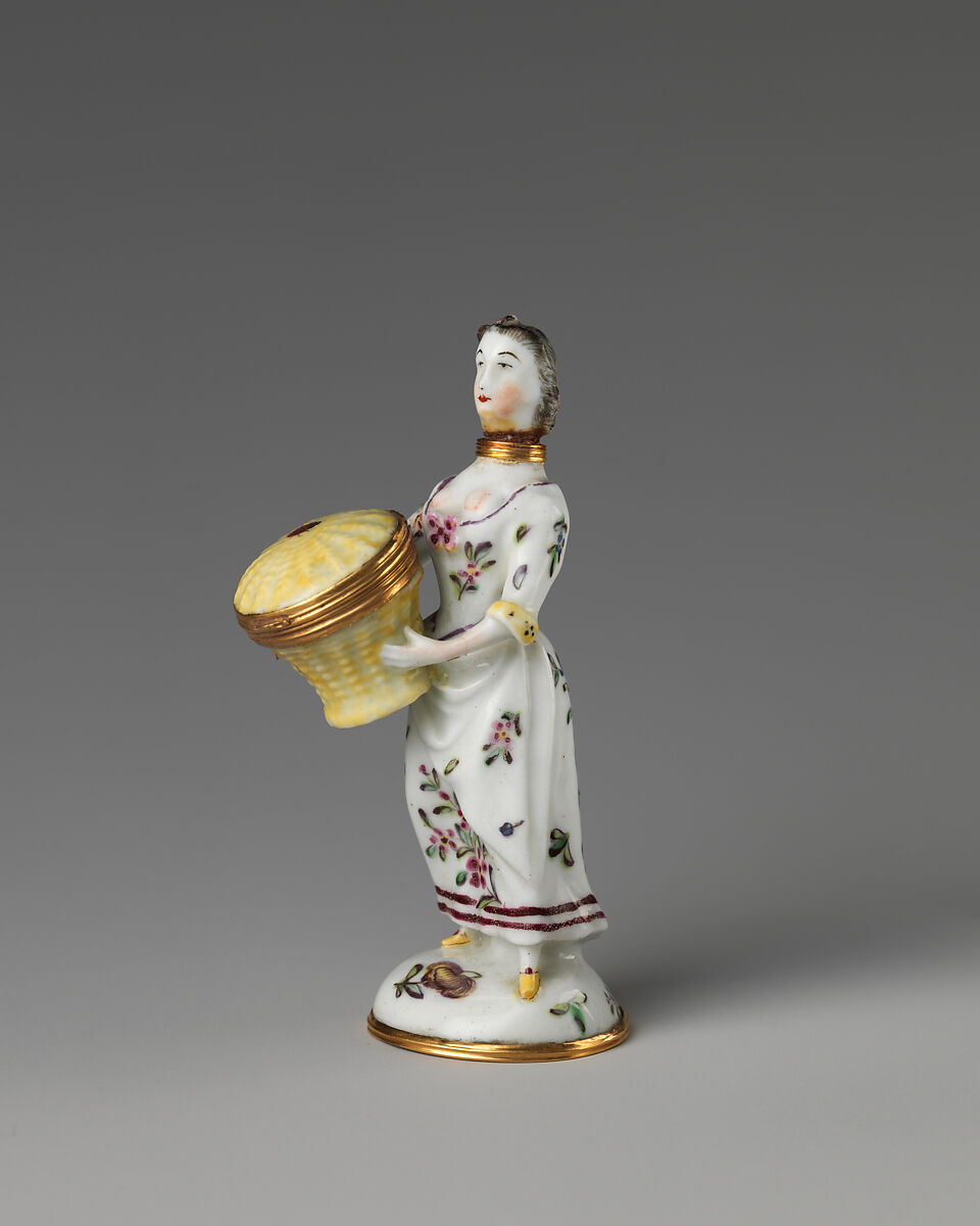 Lady with basket, Saint James's Factory (British, ca. 1748/49–1760), Soft-paste porcelain, British, London