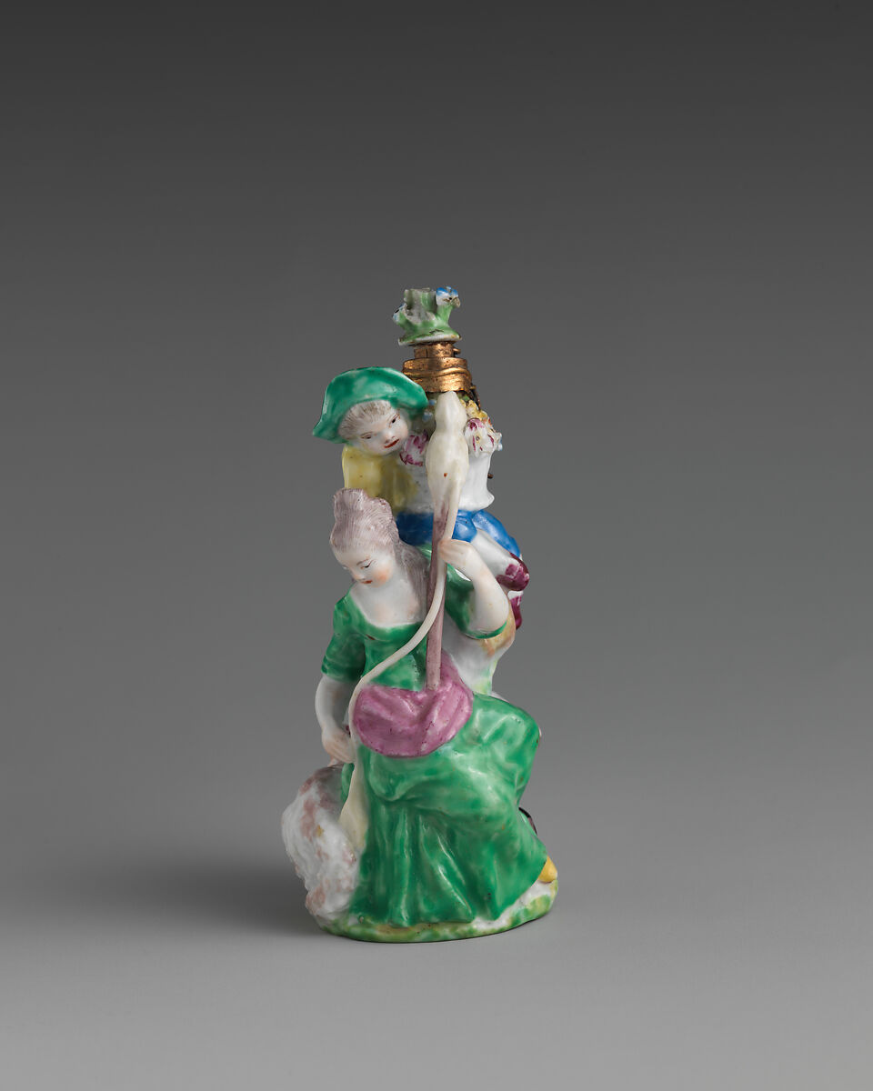 Lady with distaff and two boys, Chelsea Porcelain Manufactory (British, 1745–1784, Gold Anchor Period, 1759–69), Soft-paste porcelain, British, Chelsea 