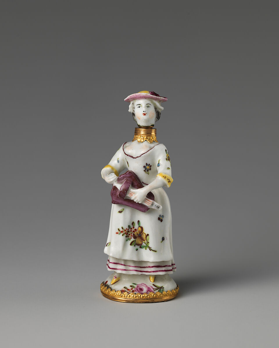 Lady with hurdy-gurdy, Saint James&#39;s Factory (British, ca. 1748/49–1760), Soft-paste porcelain, British, London 