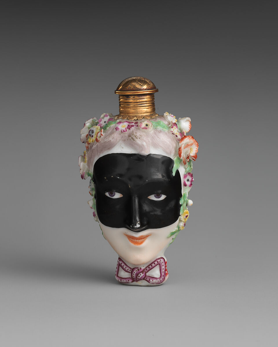 Janus-headed bottle, Chelsea Porcelain Manufactory (British, 1745–1784, Gold Anchor Period, 1759–69), Soft-paste porcelain, British, Chelsea 