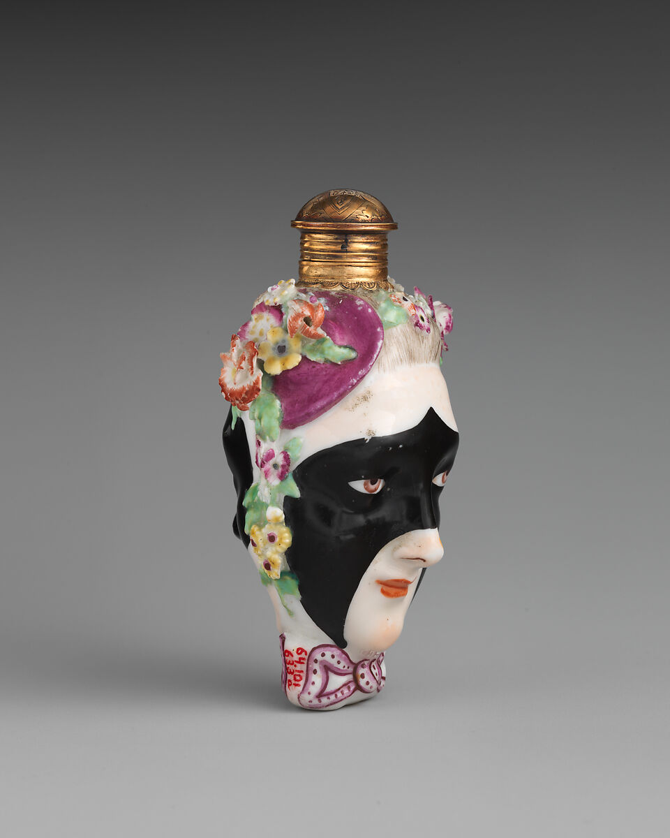 Janus-headed bottle, Chelsea Porcelain Manufactory (British, 1745–1784, Gold Anchor Period, 1759–69), Soft-paste porcelain, British, Chelsea