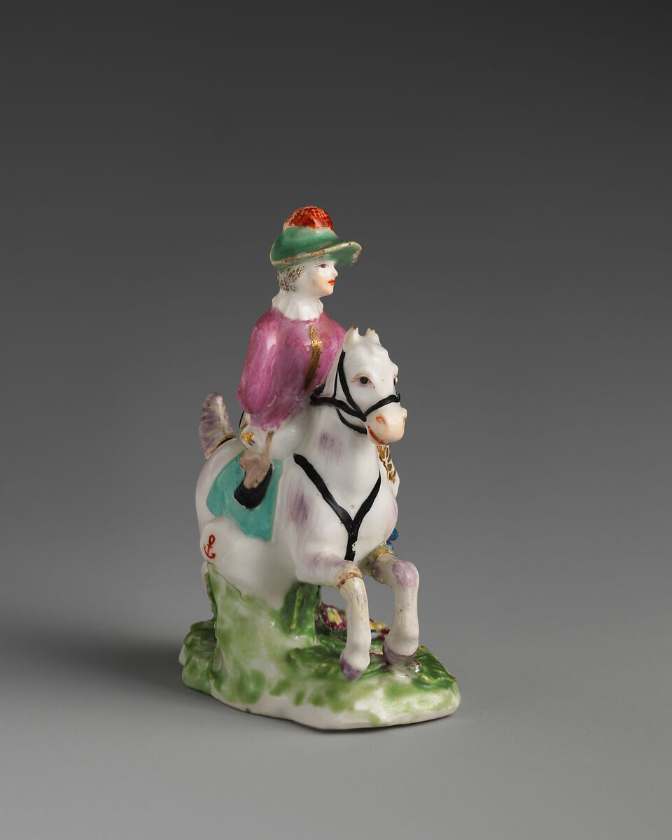 Lady on horseback, Derby Porcelain Manufactory (British, 1751–1785), Soft-paste porcelain, British, Chelsea-Derby