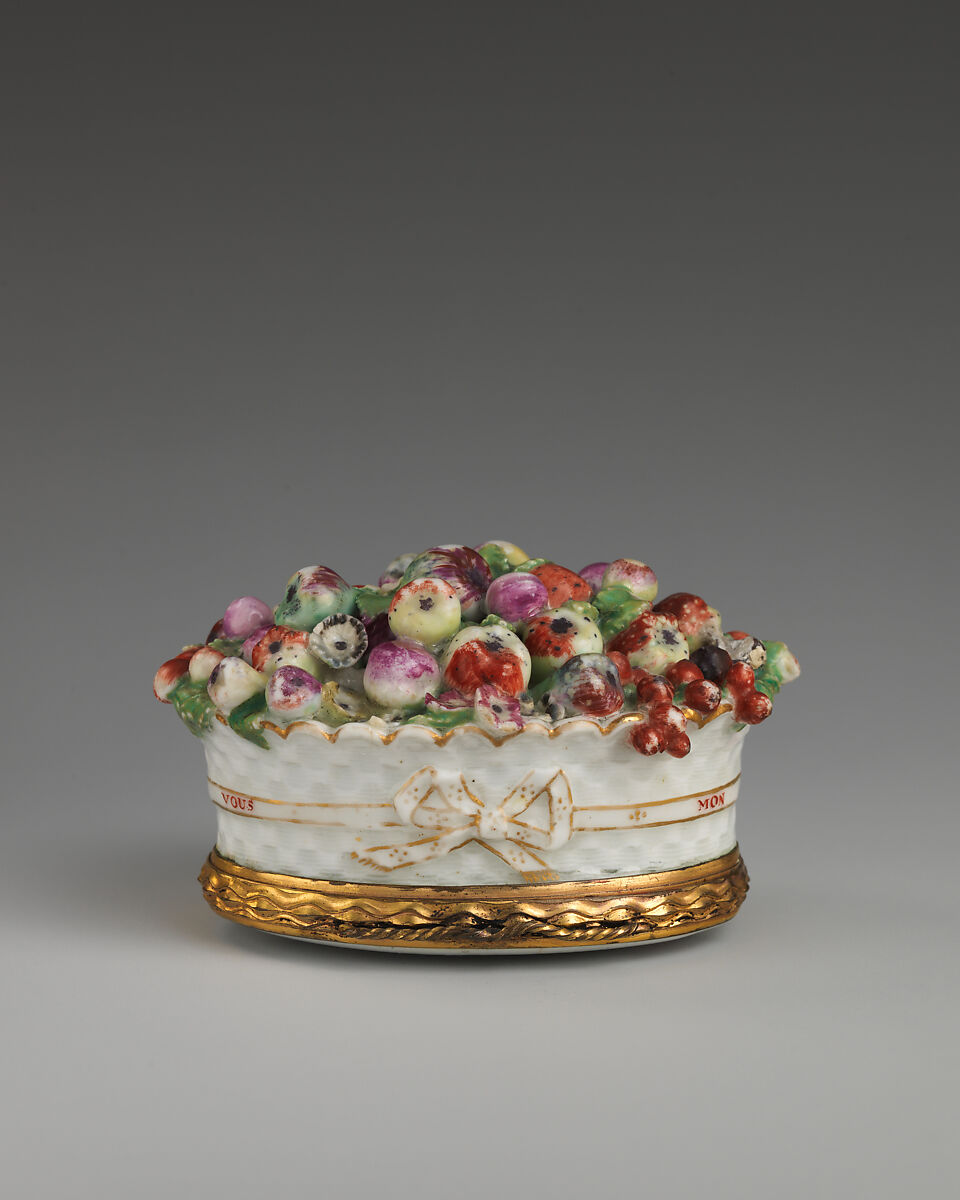 Basket of fruit, Chelsea Porcelain Manufactory (British, 1745–1784, Gold Anchor Period, 1759–69), Soft-paste porcelain, British, Chelsea 