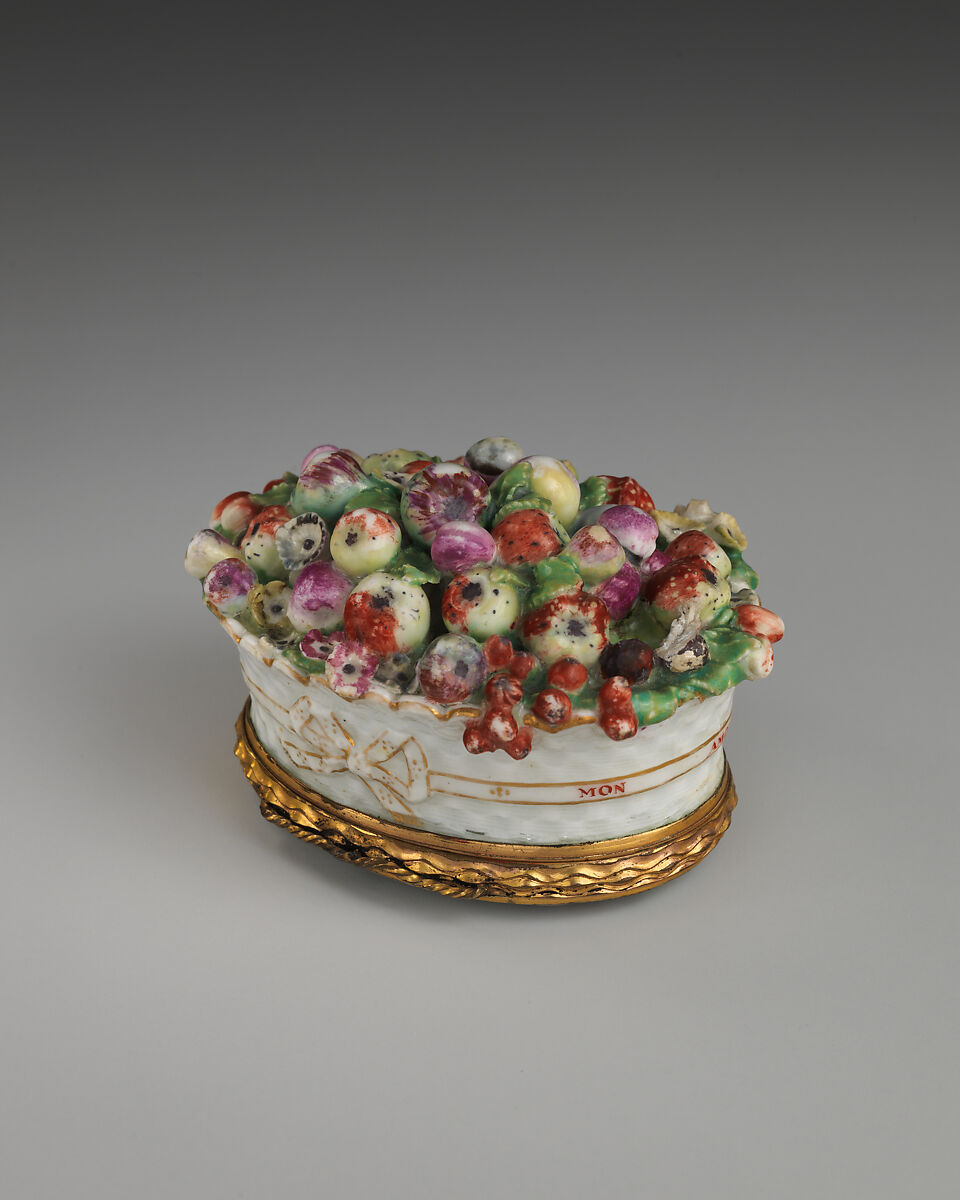 Basket of fruit, Chelsea Porcelain Manufactory (British, 1745–1784, Gold Anchor Period, 1759–69), Soft-paste porcelain, British, Chelsea