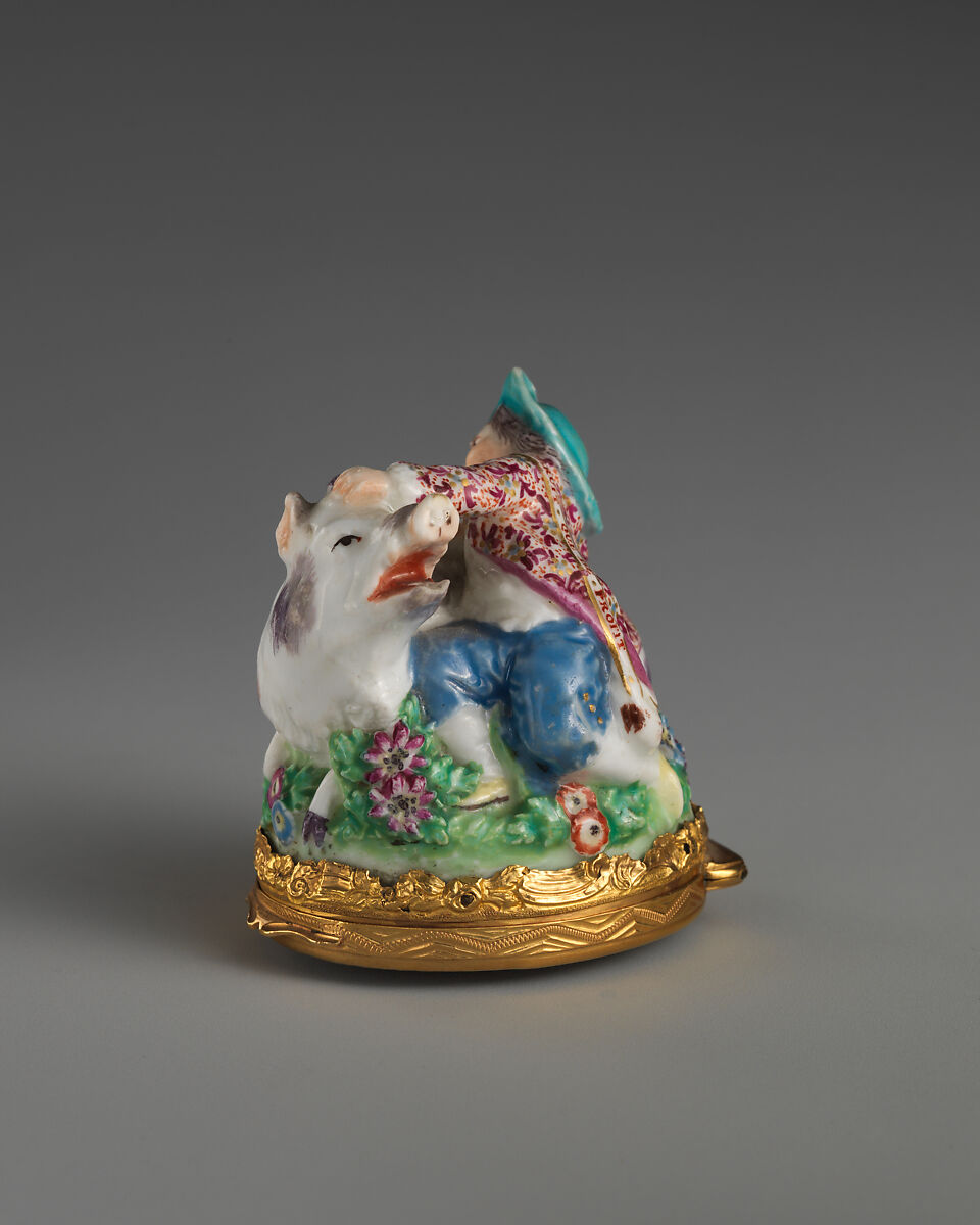 Boy with boar, Chelsea Porcelain Manufactory (British, 1745–1784, Gold Anchor Period, 1759–69), Soft-paste porcelain, British, Chelsea 
