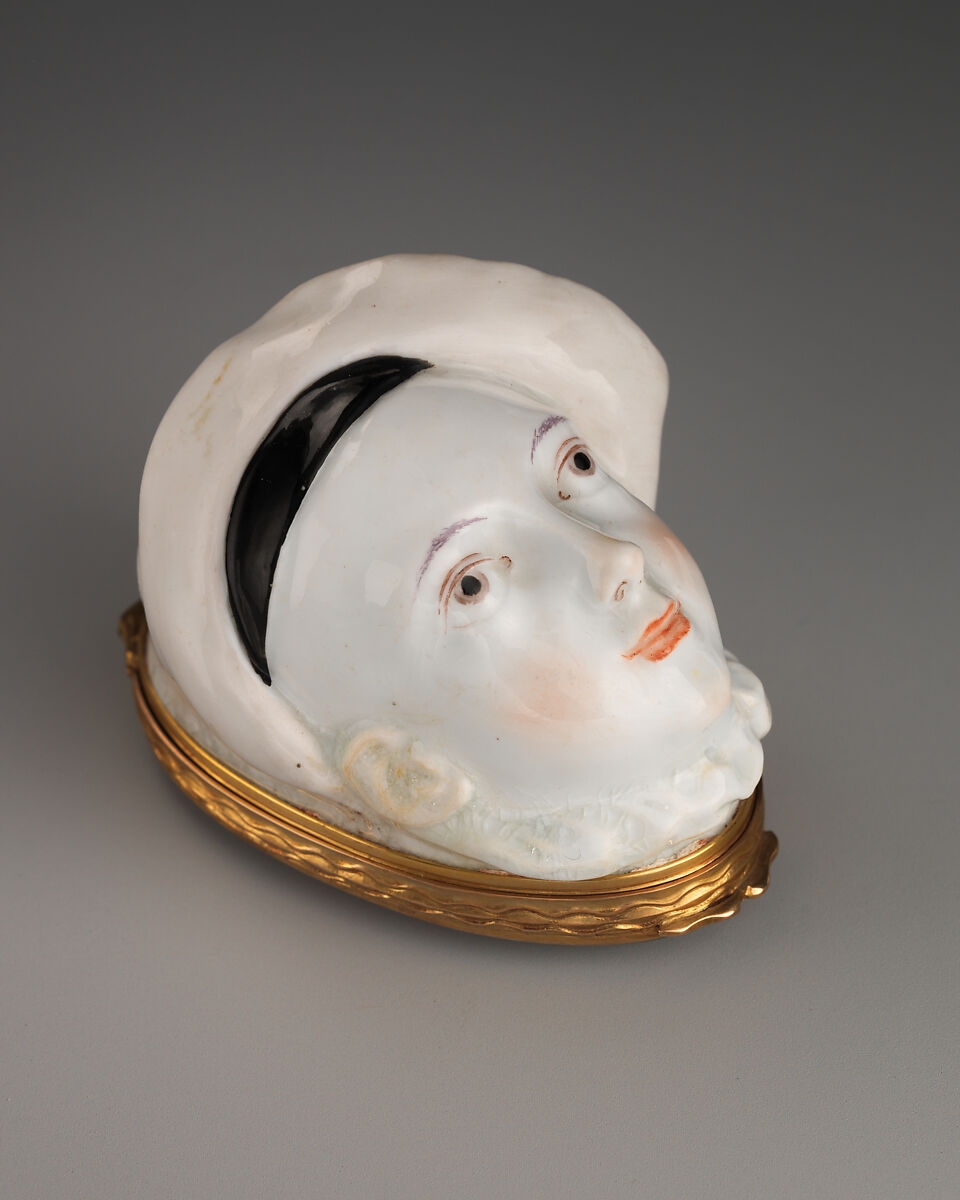 Head of Pierrot, Chelsea Porcelain Manufactory (British, 1745–1784, Red Anchor Period, ca. 1753–58), Soft-paste porcelain, British, Chelsea