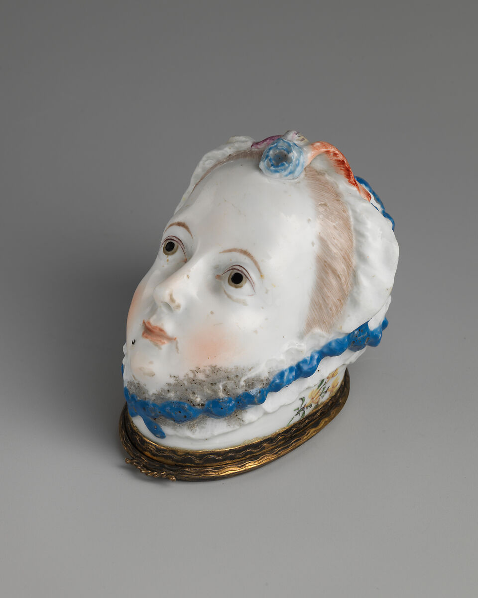 Lady's head, Chelsea Porcelain Manufactory (British, 1745–1784, Gold Anchor Period, 1759–69), Soft-paste porcelain, British, Chelsea 