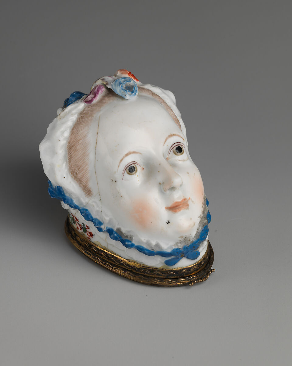 Lady's head, Chelsea Porcelain Manufactory (British, 1745–1784, Gold Anchor Period, 1759–69), Soft-paste porcelain, British, Chelsea