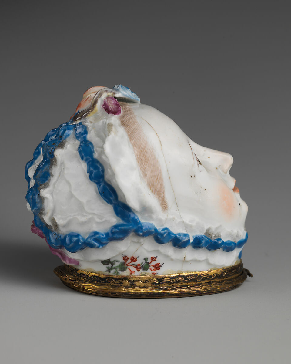 Lady's head, Chelsea Porcelain Manufactory (British, 1745–1784, Gold Anchor Period, 1759–69), Soft-paste porcelain, British, Chelsea
