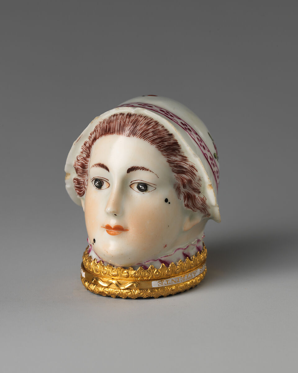 Lady's head, Saint James&#39;s Factory (British, ca. 1748/49–1760), Soft-paste porcelain, diamonds, British, London 