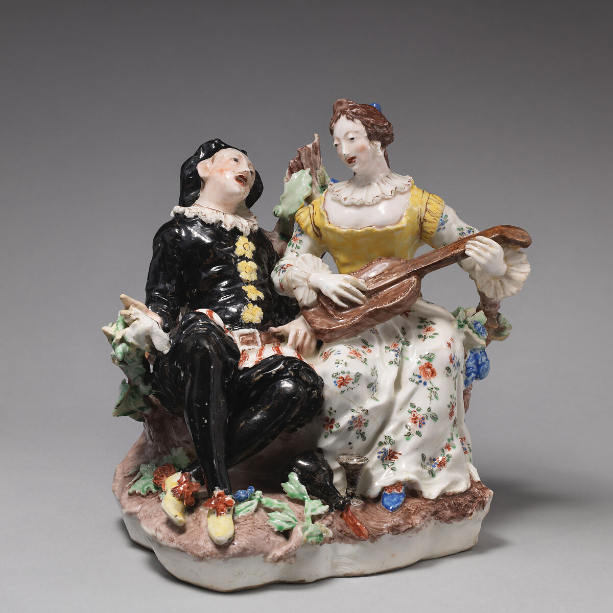 Scaramouche and Isabella, Bow Porcelain Factory (British, 1747–1776), Soft-paste porcelain, British, Bow, London 