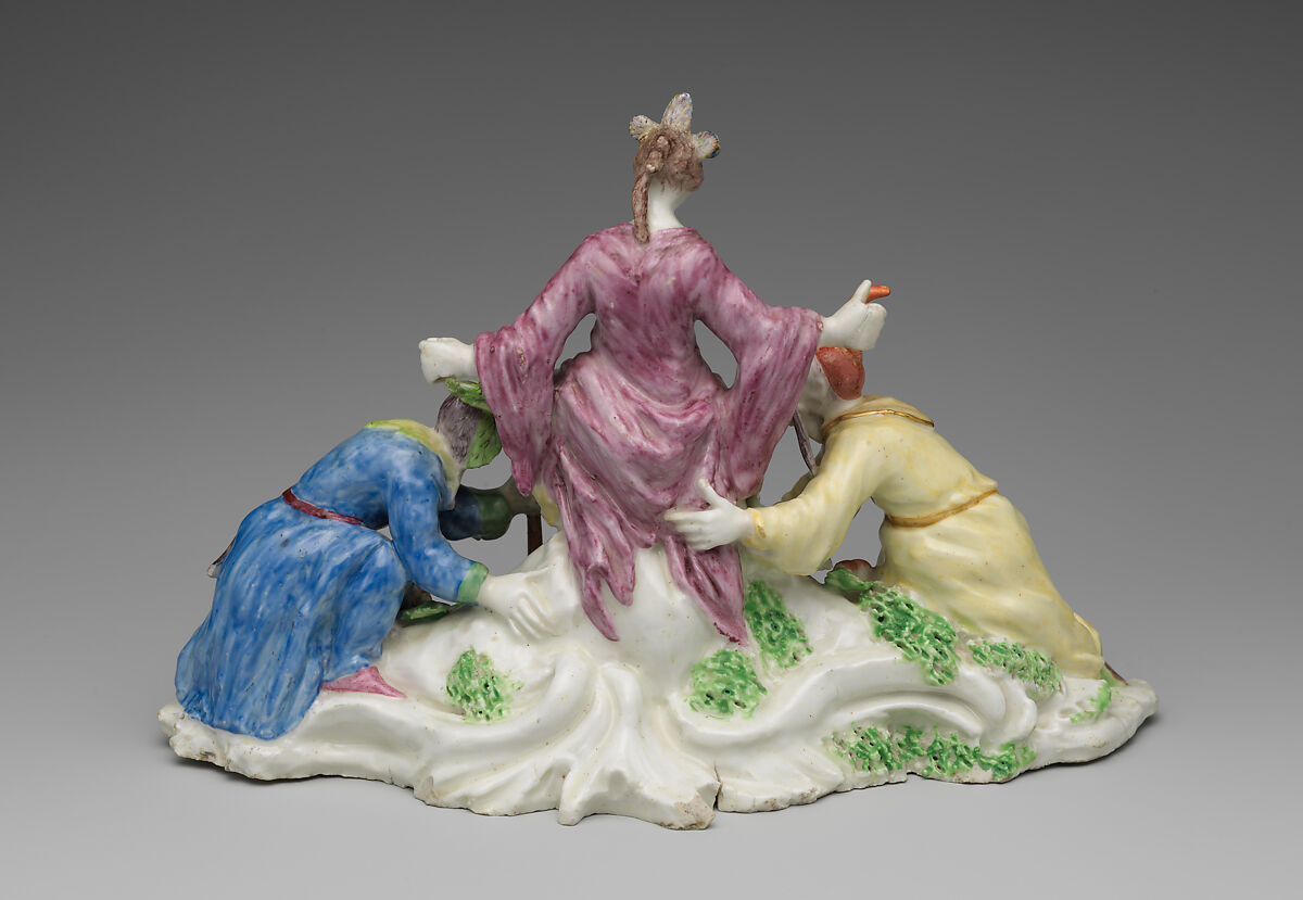 The Laotian Goddess Ki Mao Sao and Worshippers, Bow Porcelain Factory (British, 1747–1776), Soft-paste porcelain, British, Bow, London