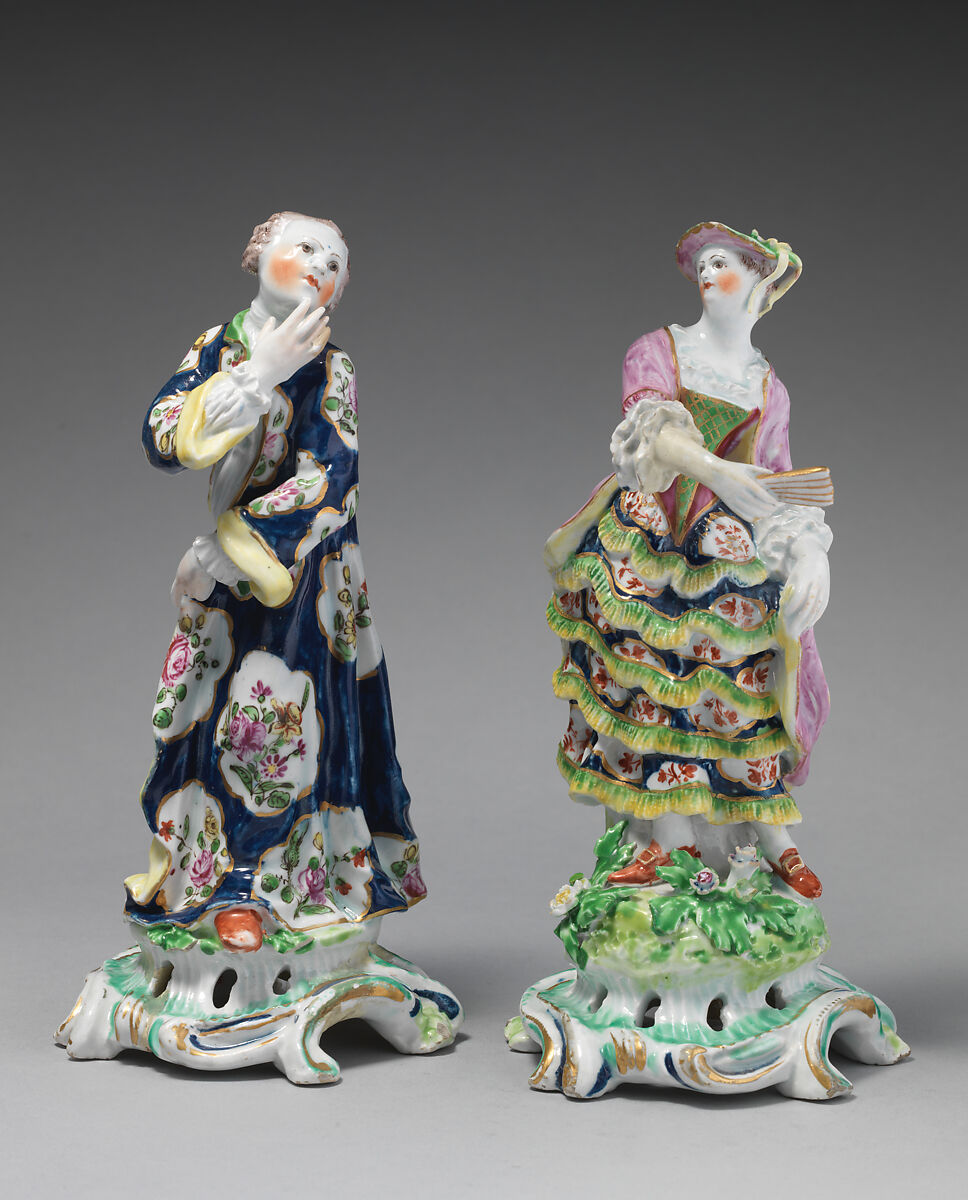 The Thrown Kiss (one of a pair), Bow Porcelain Factory (British, 1747–1776), Soft-paste porcelain, British, Bow, London