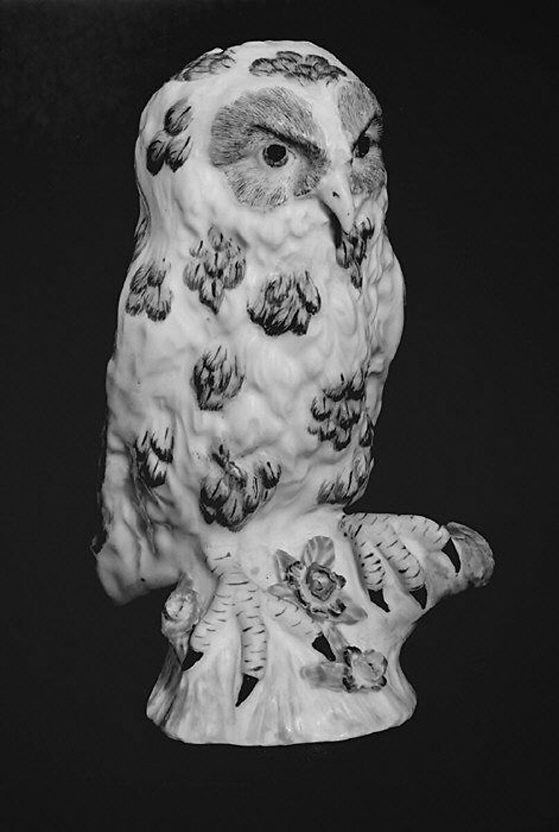 Owl, Bow Porcelain Factory (British, 1747–1776), Soft-paste porcelain, British, Bow, London 