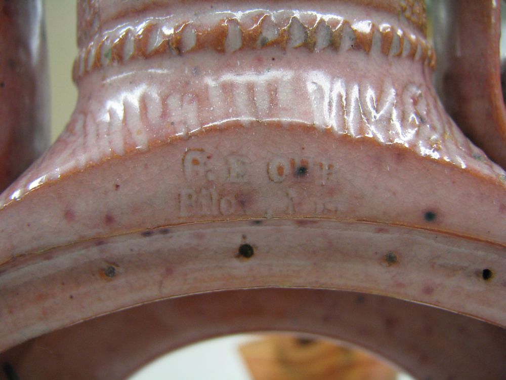 Clock case and vase, George E. Ohr (American, Biloxi, Mississippi 1857–1918  Biloxi, Mississippi), Earthenware, American