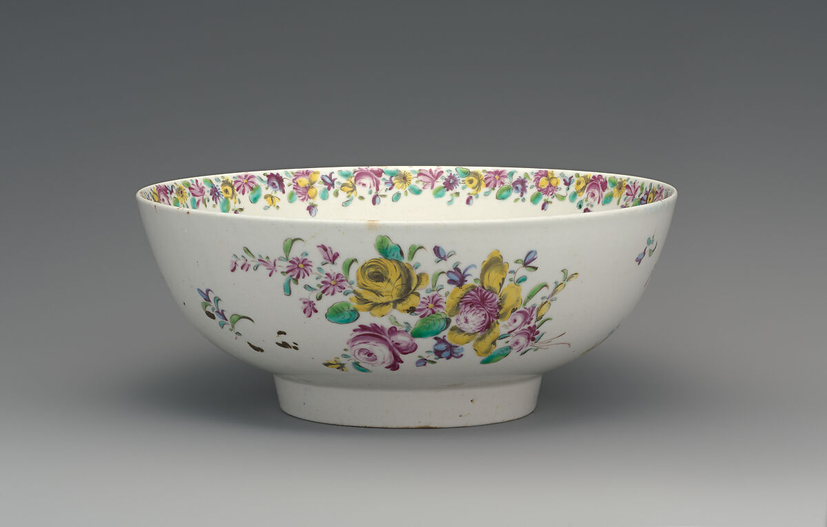 Marriage bowl, Bow Porcelain Factory (British, 1747–1776), Soft-paste porcelain, British, Bow, London