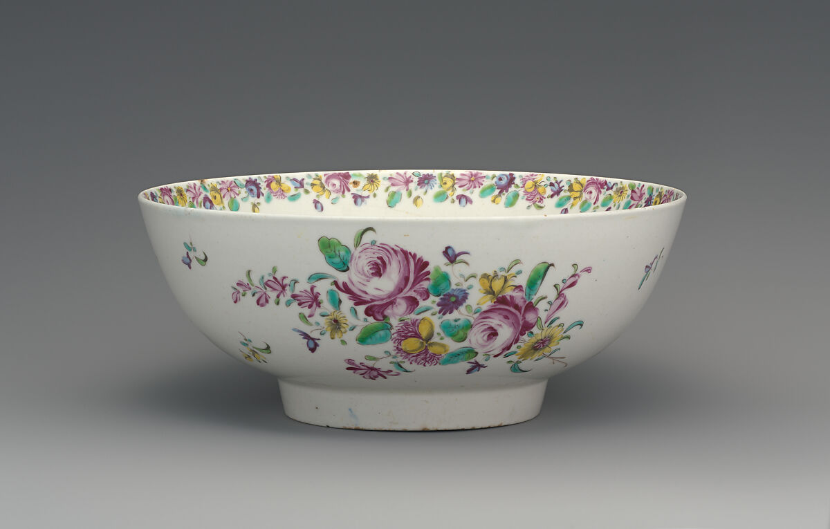 Marriage bowl, Bow Porcelain Factory (British, 1747–1776), Soft-paste porcelain, British, Bow, London