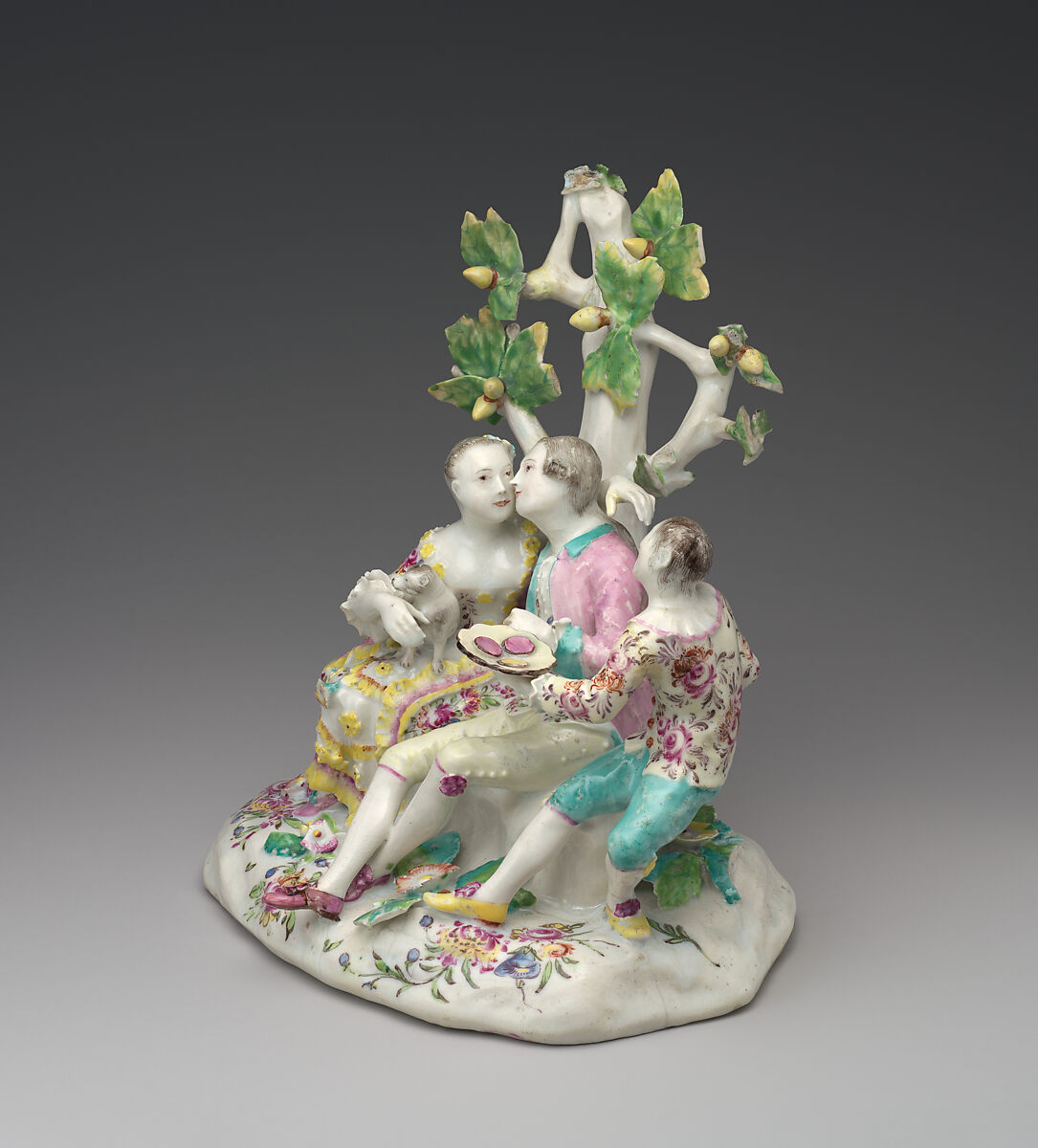 Lovers and clown, Derby Porcelain Manufactory (British, 1751–1785), Soft-paste porcelain, British, Derby