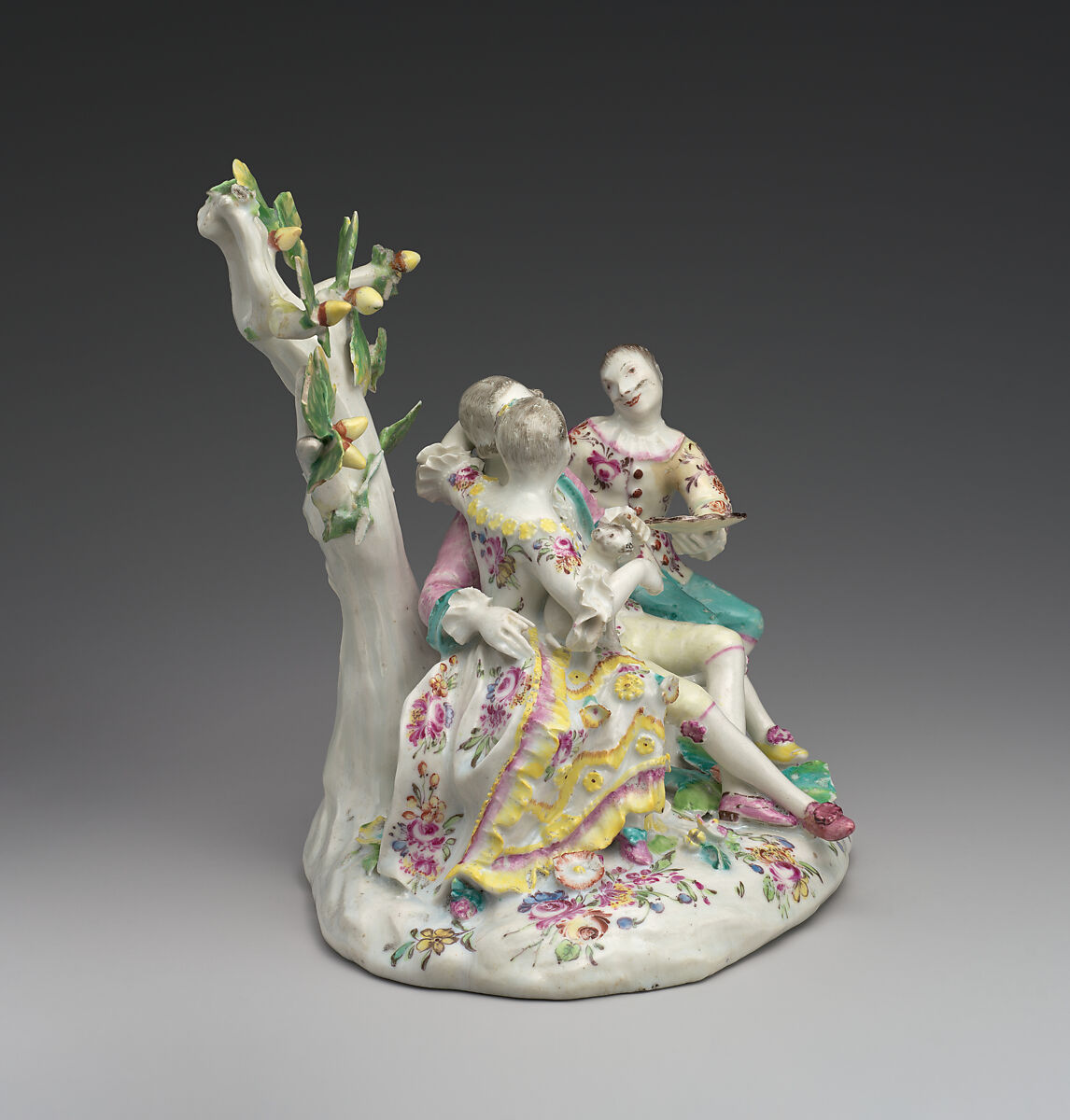 Lovers and clown, Derby Porcelain Manufactory (British, 1751–1785), Soft-paste porcelain, British, Derby