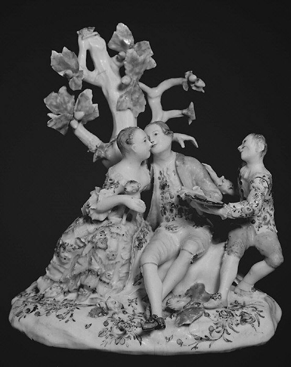 Lovers and clown, Derby Porcelain Manufactory (British, 1751–1785), Soft-paste porcelain, British, Derby 