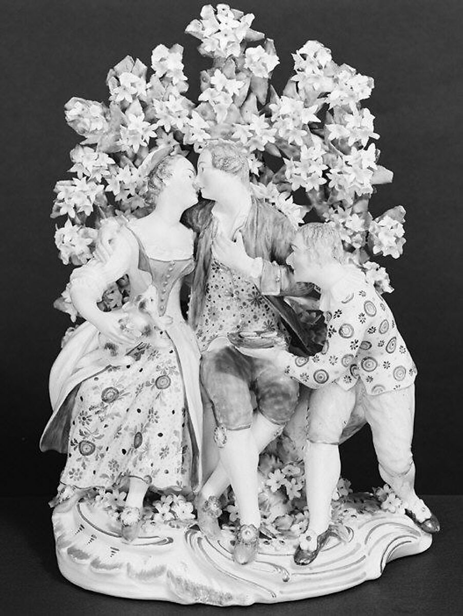 Lovers and clown, Derby Porcelain Manufactory (British, 1751–1785), Soft-paste porcelain, British, Derby 