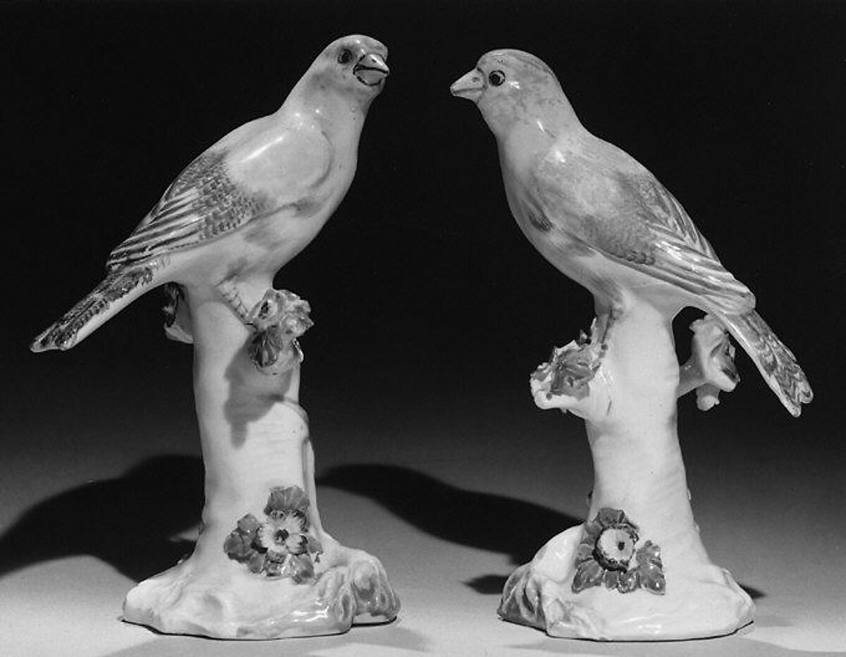 Pair of canaries, Derby Porcelain Manufactory (British, 1751–1785), Soft-paste porcelain, British, Derby 