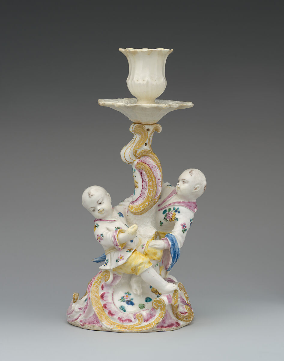 Pair of candlesticks, Derby Porcelain Manufactory (British, 1751–1785), Soft-paste porcelain, British, Derby