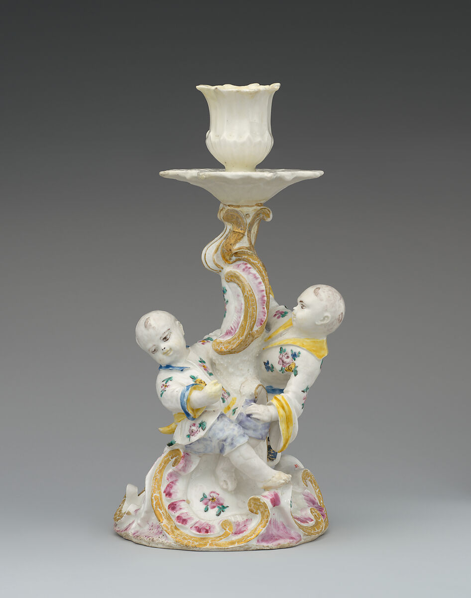 Pair of candlesticks, Derby Porcelain Manufactory (British, 1751–1785), Soft-paste porcelain, British, Derby