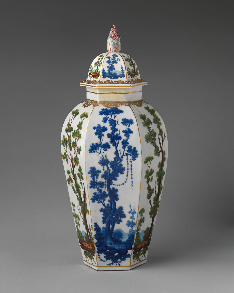 Vase with cover (part of a garniture of three vases), Bristol (British), Hard-paste porcelain, British, Bristol 