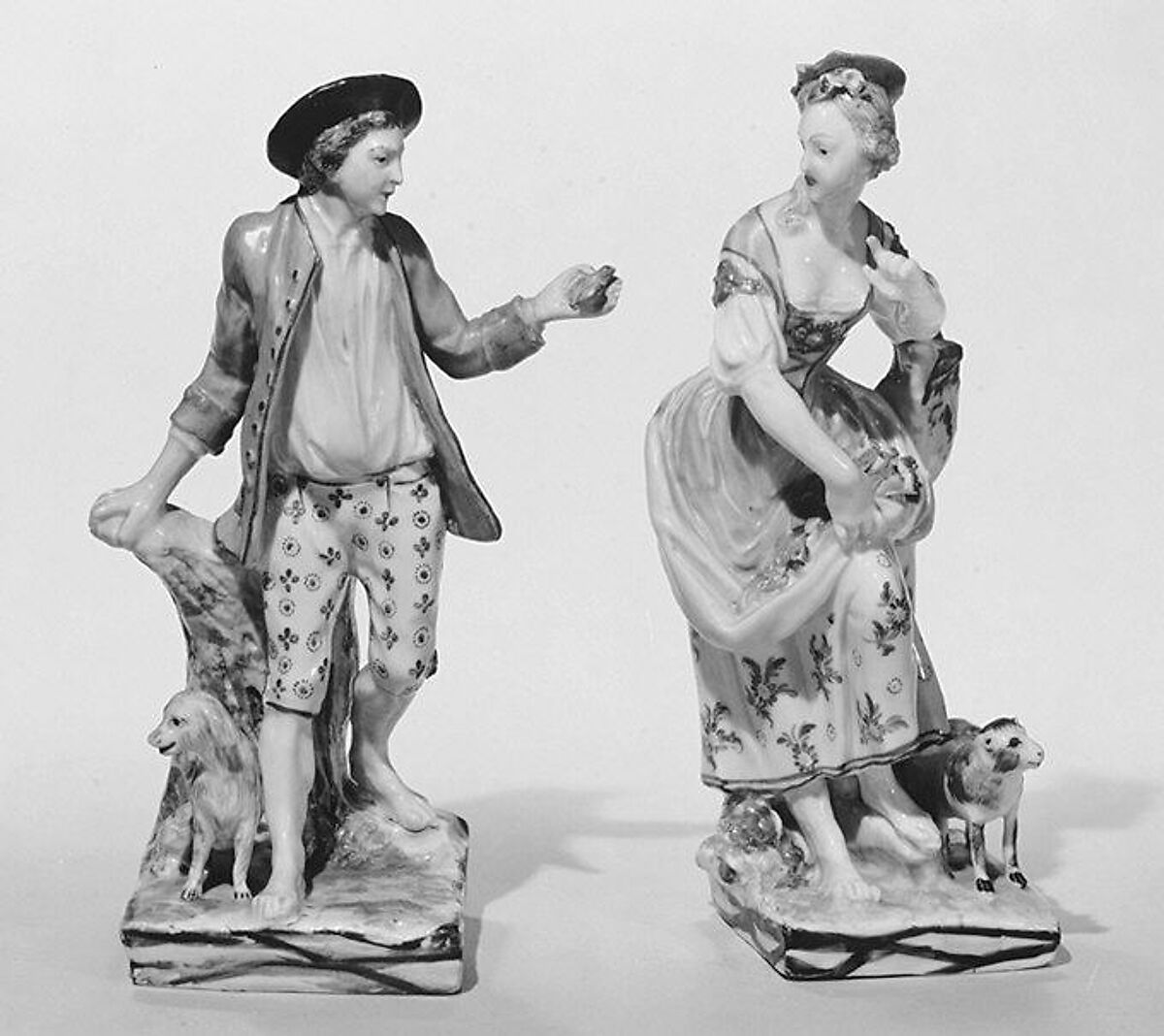 Shepherd and shepherdess, Bristol (British), Hard-paste porcelain, British, Bristol 