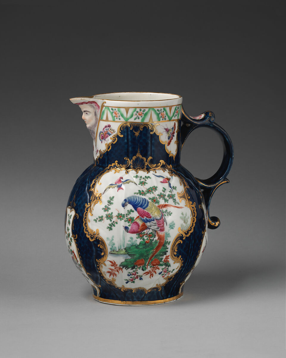 Jug (one of a pair), Soft-paste porcelain, British, Worcester 