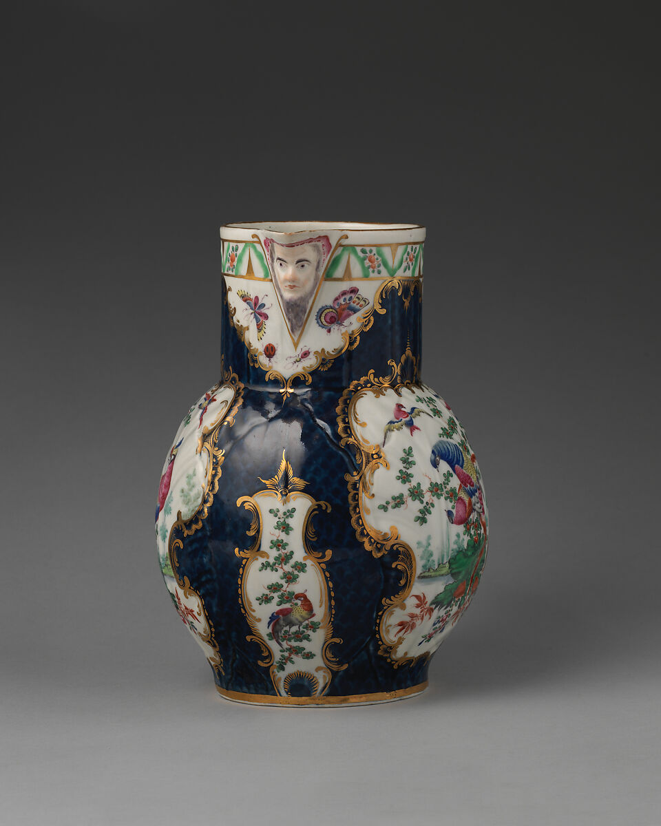 Jug (one of a pair), Soft-paste porcelain, British, Worcester