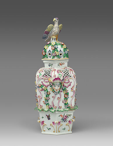 Covered vase for potpourri (one of a pair)