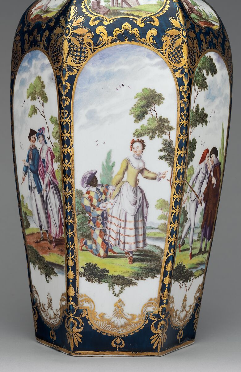 Jar with cover, Worcester factory (British, 1751–2008), Soft-paste porcelain decorated in polychrome enamels, gold, underglaze blue ground, British, Worcester