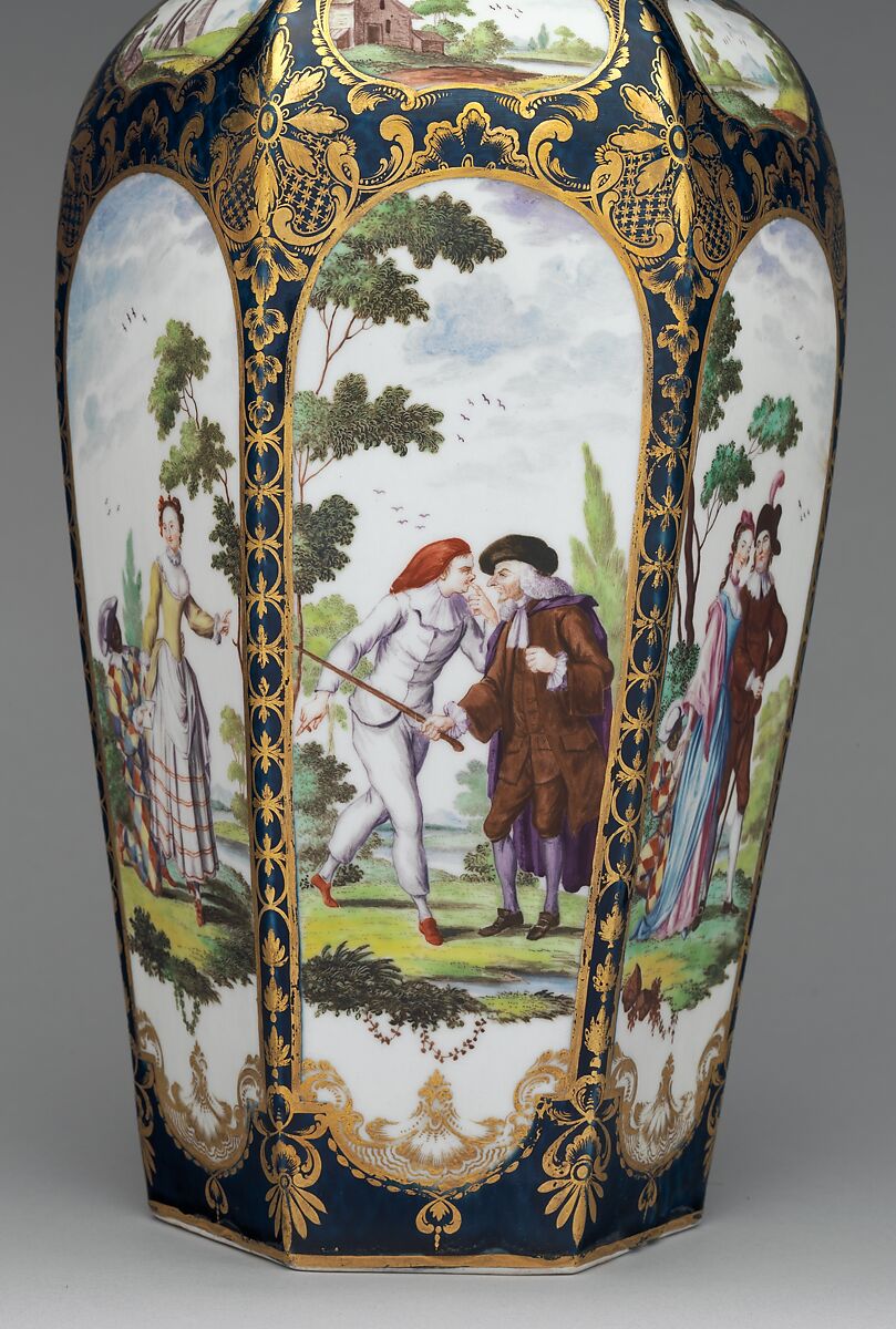 Jar with cover, Worcester factory (British, 1751–2008), Soft-paste porcelain decorated in polychrome enamels, gold, underglaze blue ground, British, Worcester