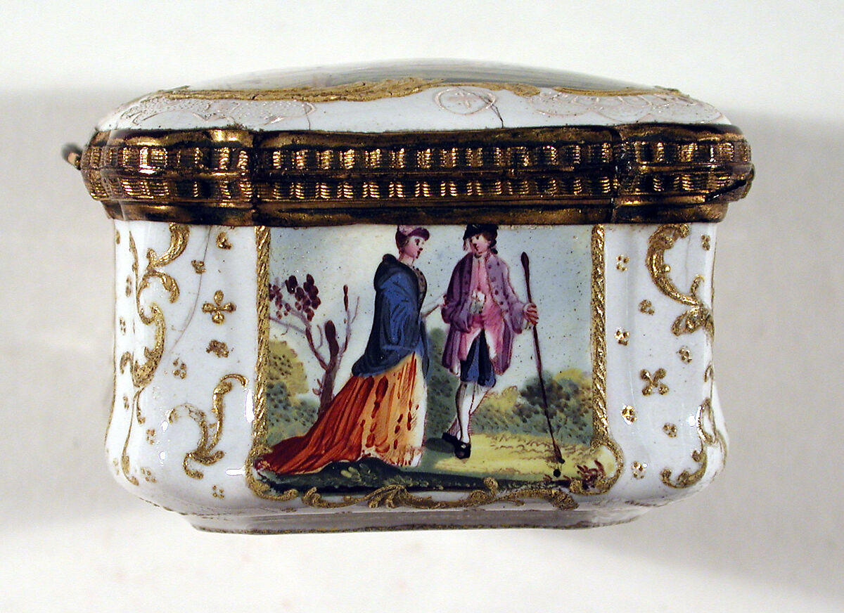 The Tea Party, lid and bottom based on prints by Robert Hancock (British, Burslem 1730–1817 Bristol), Enameled copper, British, South Staffordshire