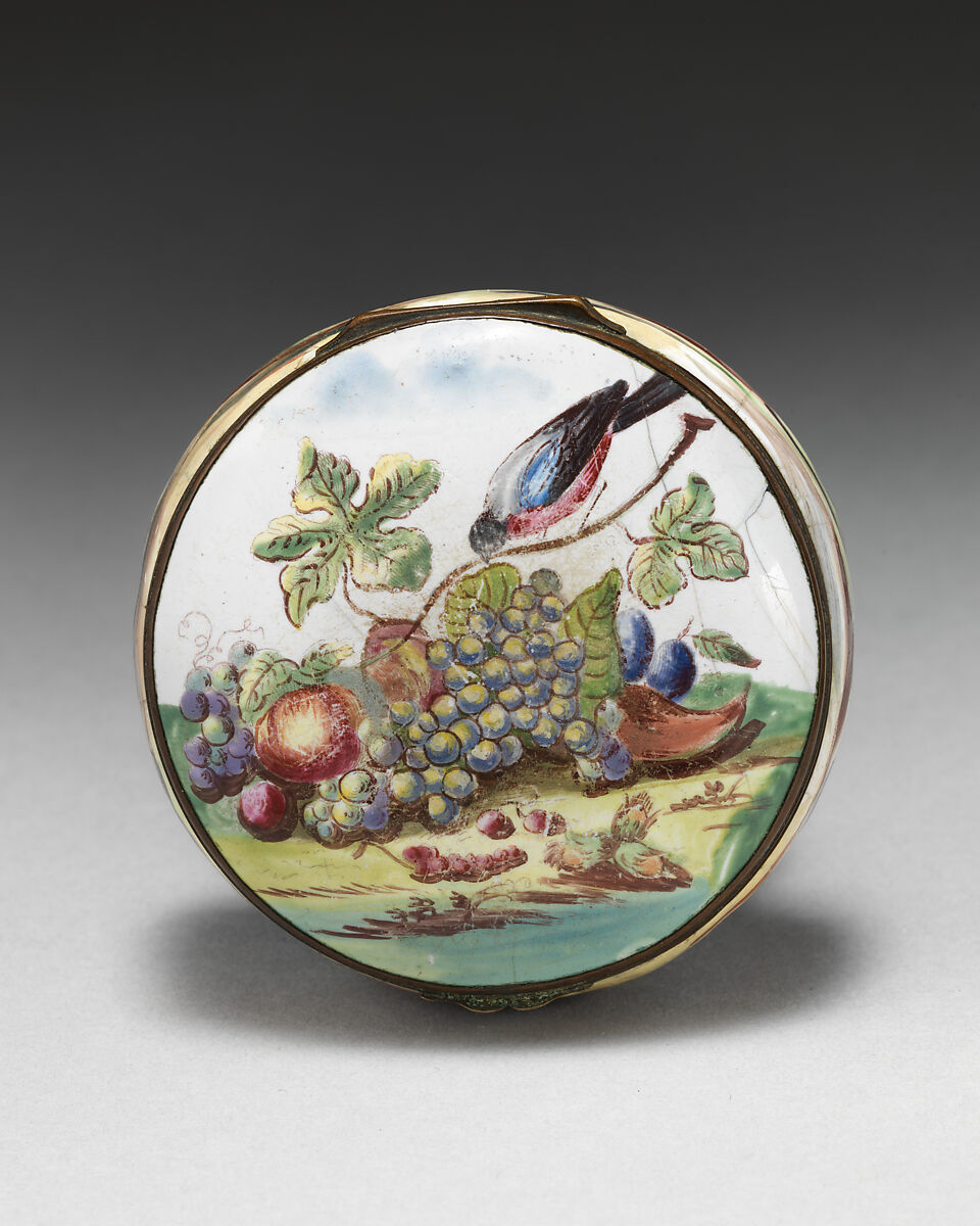 Bonbonnière in the form of a bird (robin), Enamel on copper, British, possibly South Staffordshire