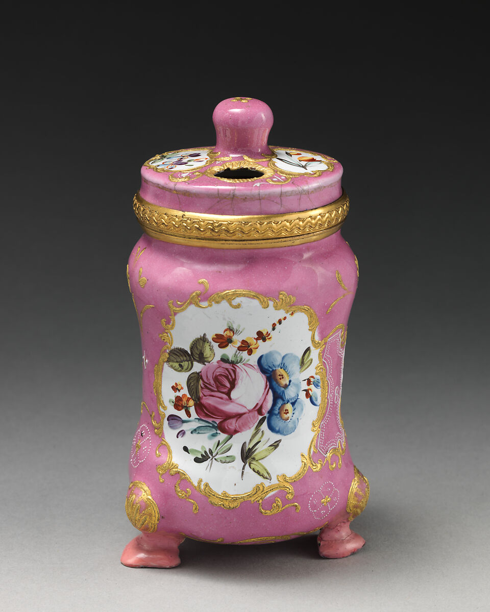 Mustard pot with cover, Enamel on copper, British, South Staffordshire 