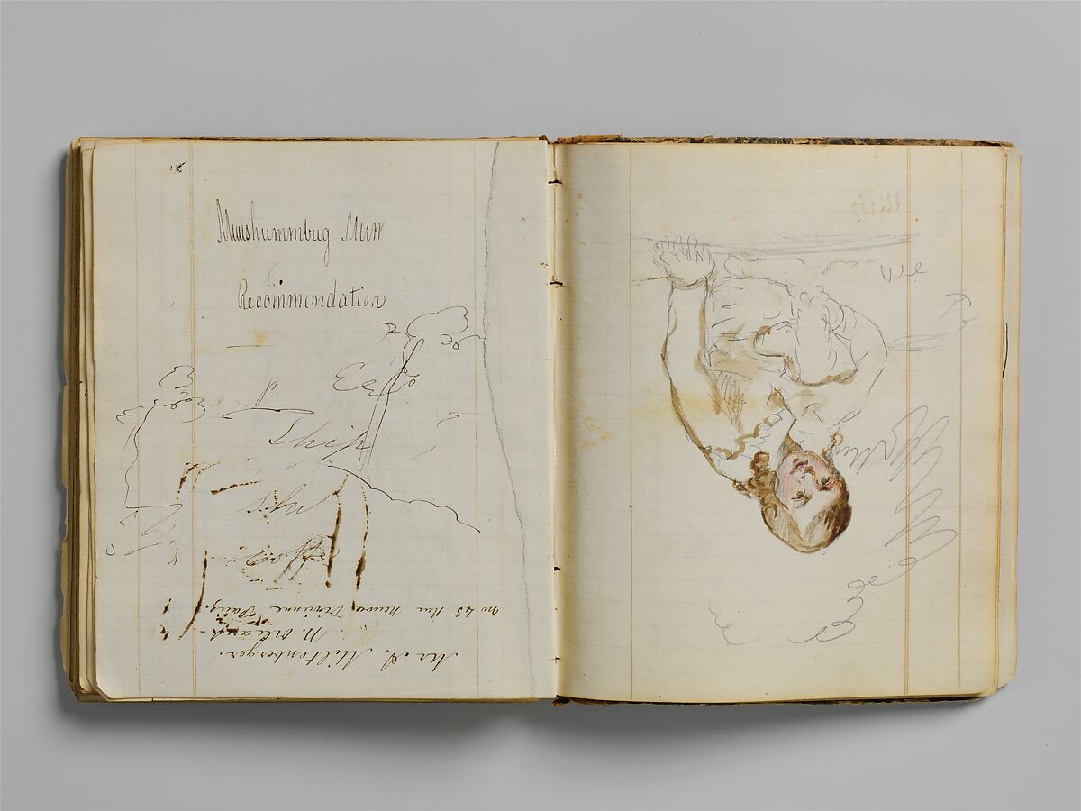 Account Book Ledger, John Carlin (American, Philadelphia, Pennsylvania 1813–1891 New York), Ink on paper, marbleized cardboard, American