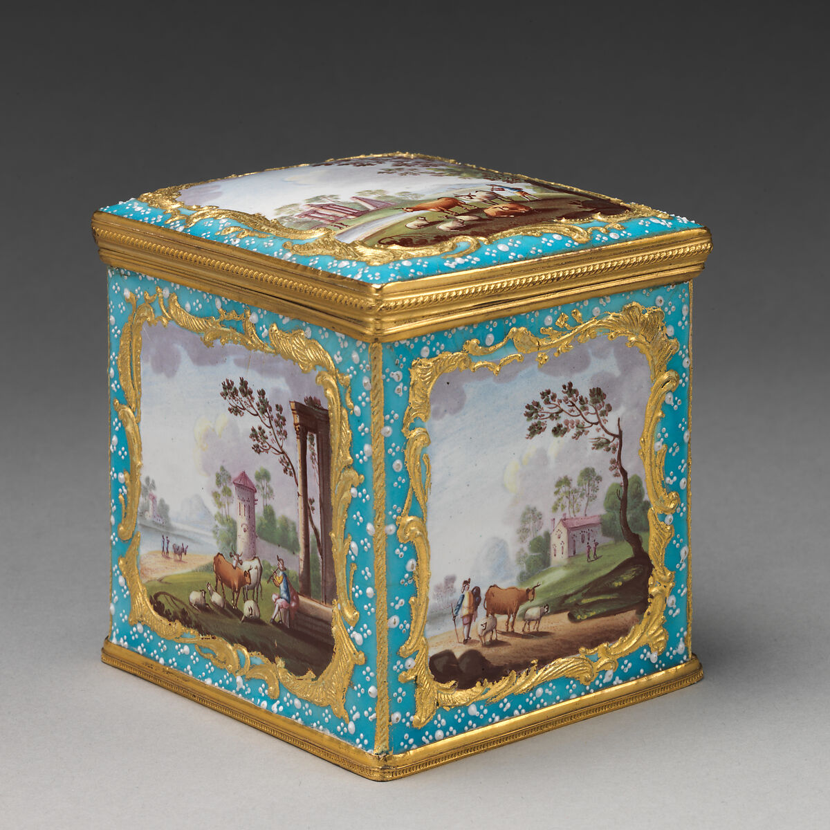 Sugar canister, Enamel on copper, British, South Staffordshire 