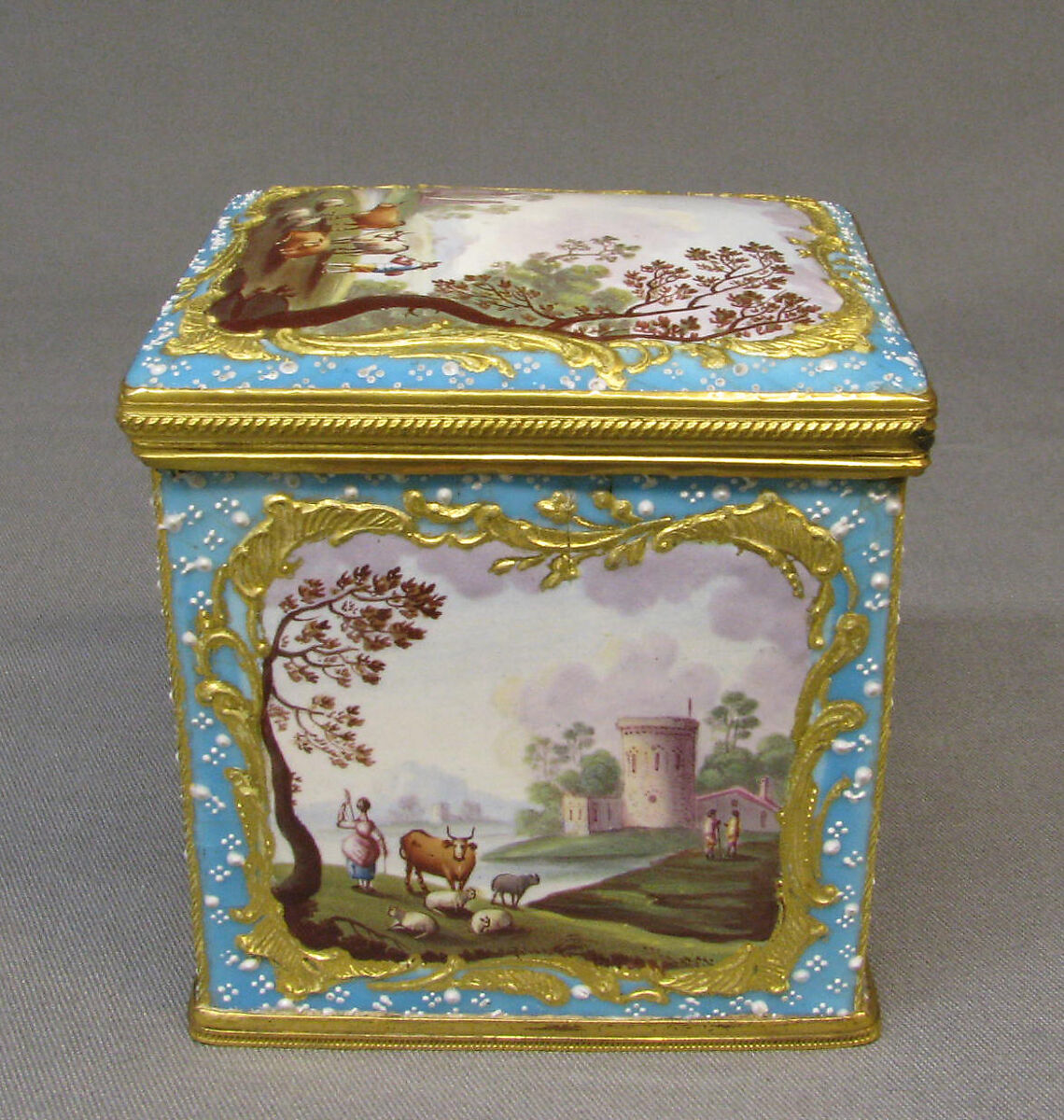 Sugar canister, Enamel on copper, British, South Staffordshire