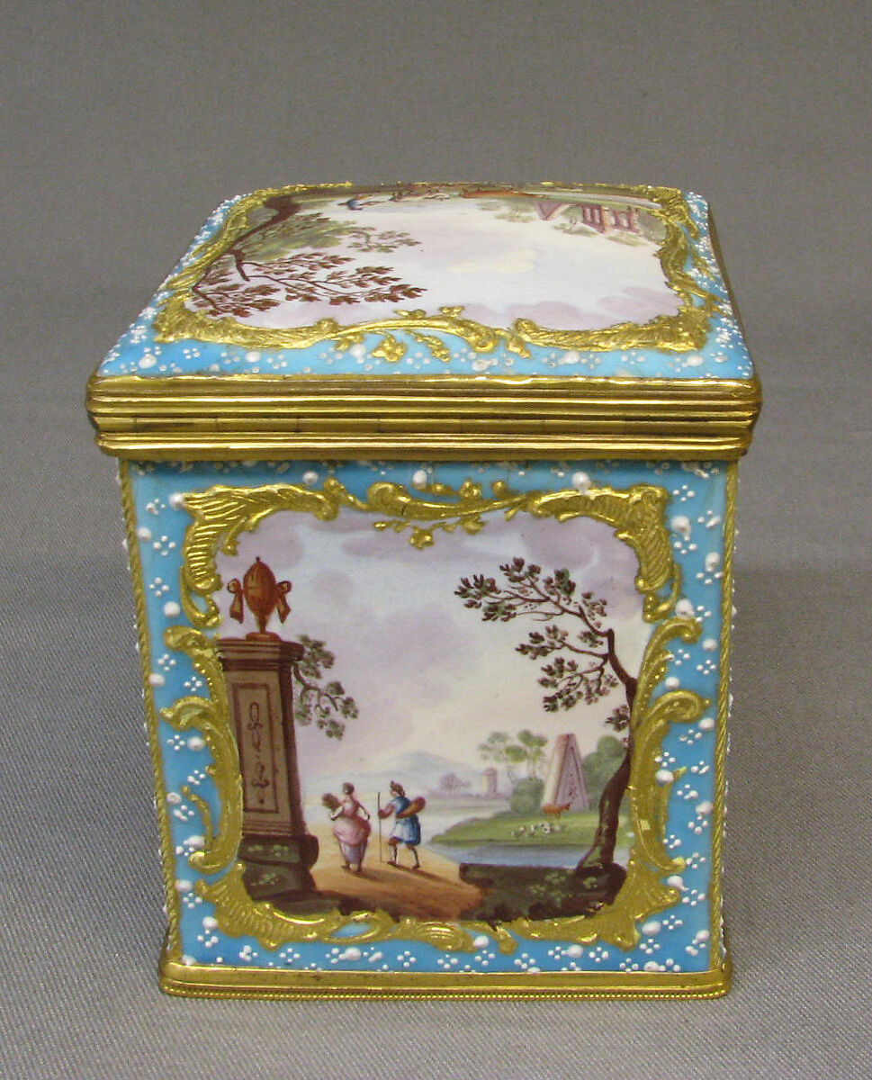 Sugar canister, Enamel on copper, British, South Staffordshire
