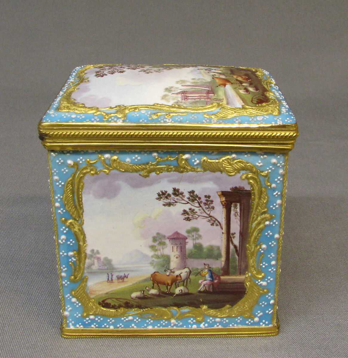 Sugar canister, Enamel on copper, British, South Staffordshire