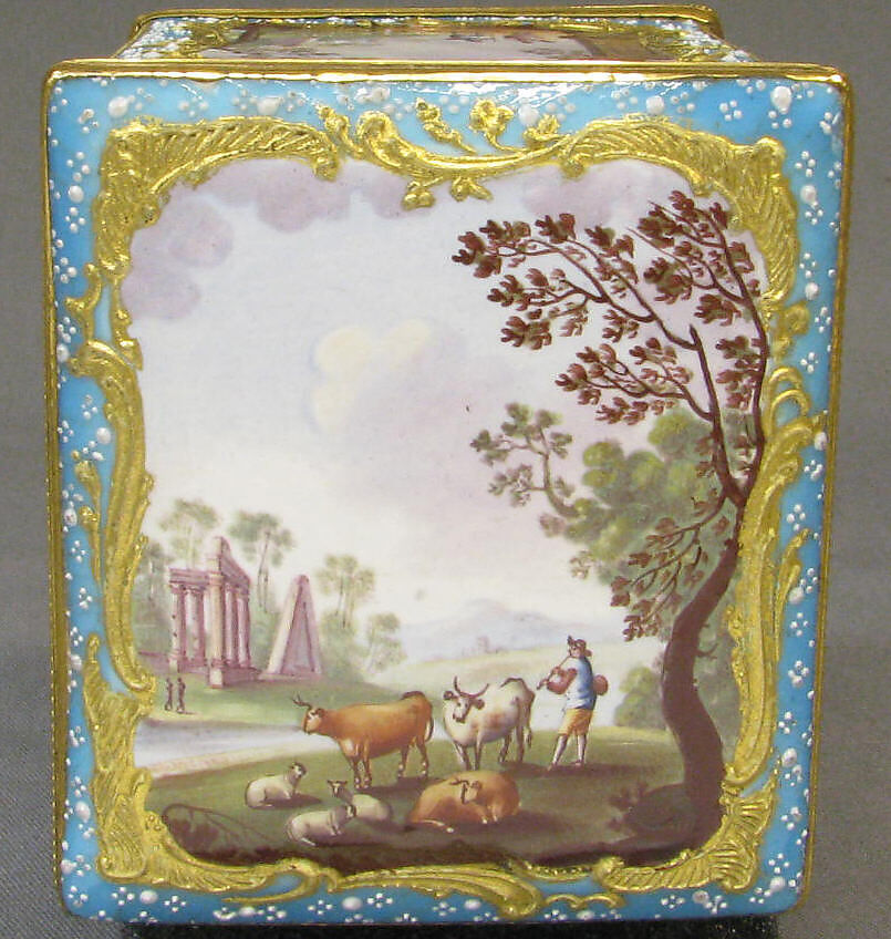Sugar canister, Enamel on copper, British, South Staffordshire