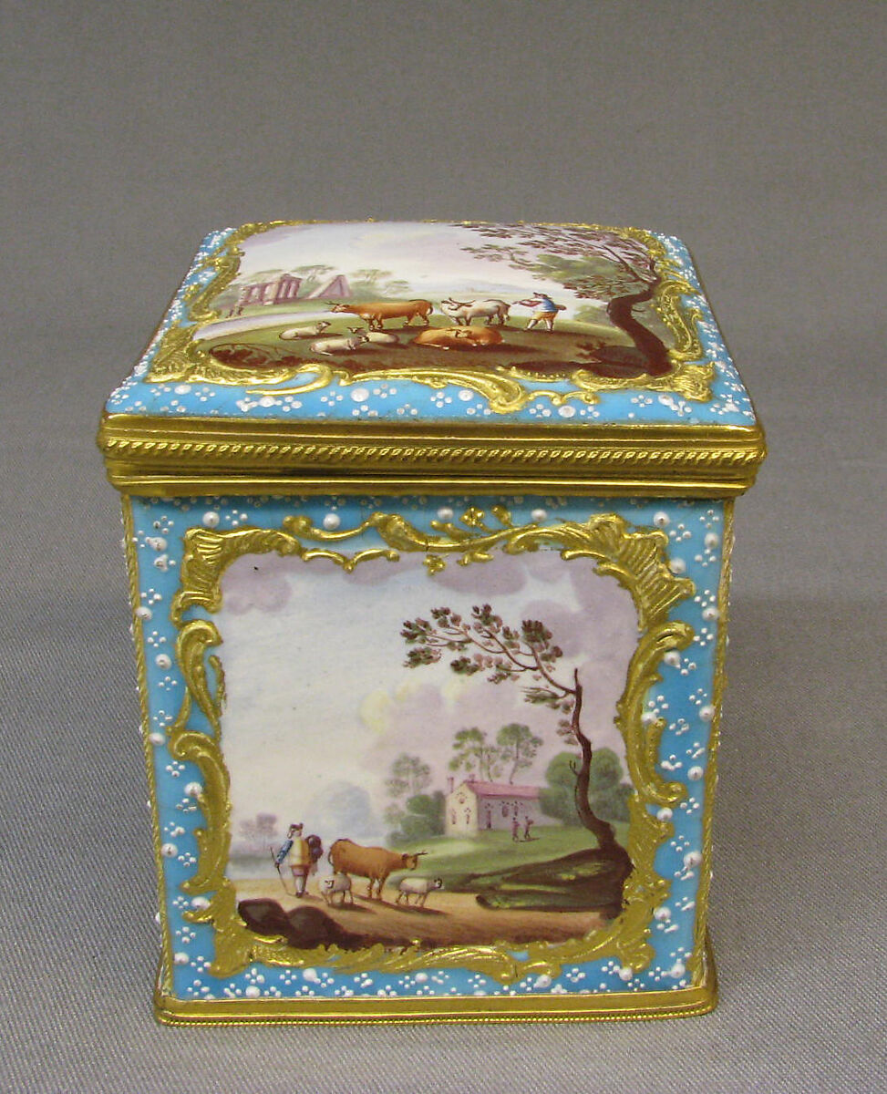 Sugar canister, Enamel on copper, British, South Staffordshire