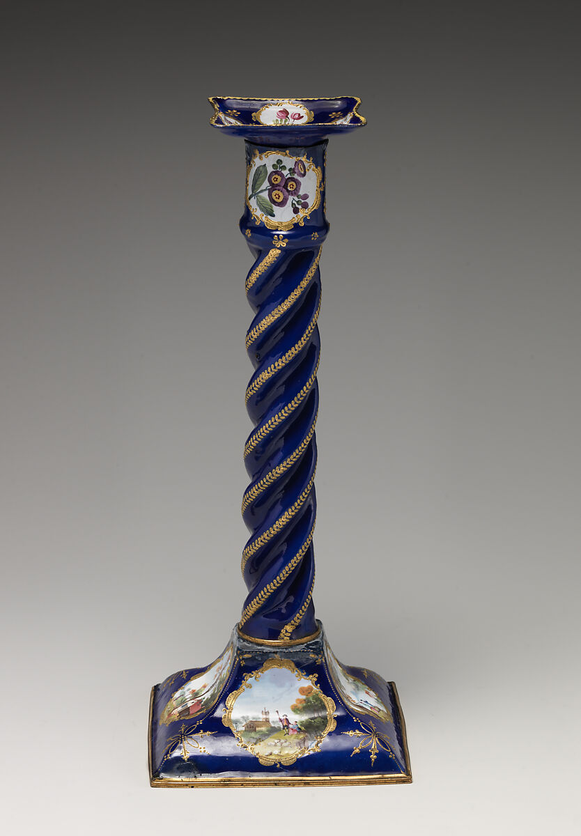 Spiral Candlesticks (4), Enamel on copper, British, possibly South Staffordshire, possibly Bilston