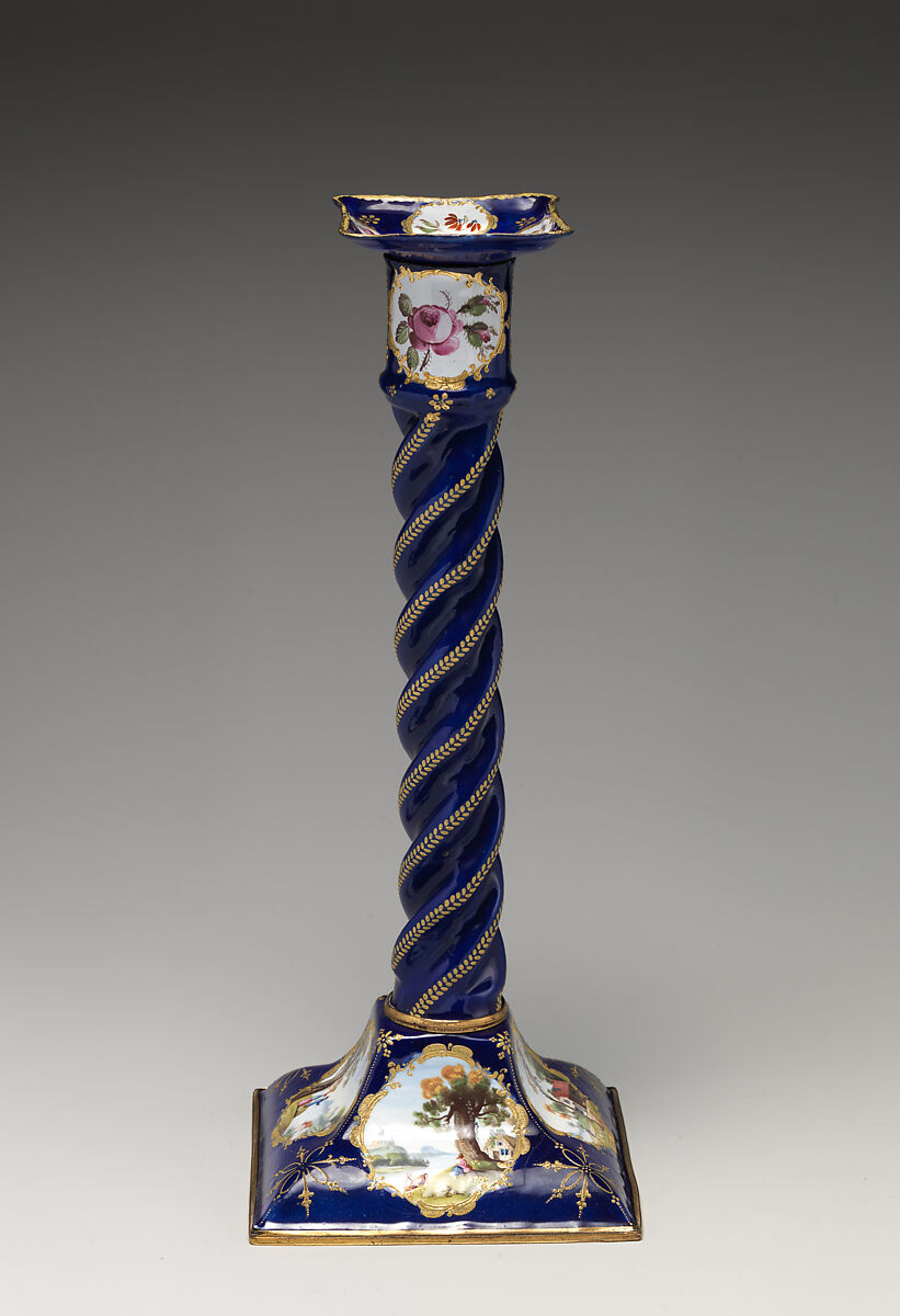 Spiral Candlesticks (4), Enamel on copper, British, possibly South Staffordshire, possibly Bilston