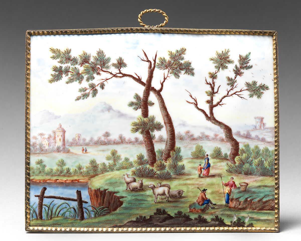 Plaque, Enamel on copper, British, South Staffordshire 