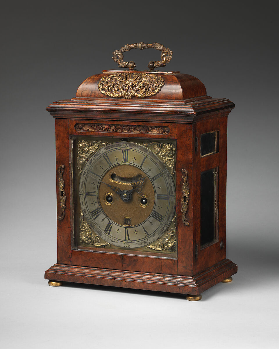 Table or bracket clock, Clockmaker: Joseph Windmills (British, freeman of Clockmakers' Company 1671, master 1702–23), Walnut, walnut veneer, gilt bronze, British, London