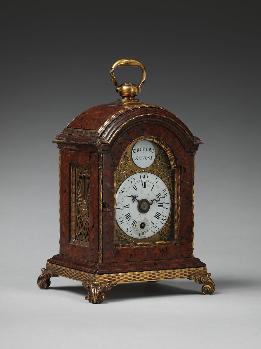 Table or bracket clock, Clockmaker: James Tregent, Scagliola, gilt bronze, British, London 